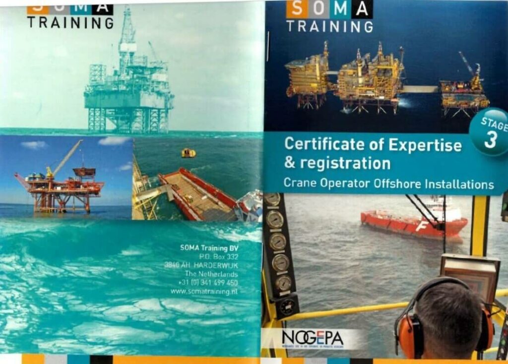 certificate of Expertise registration Crane operator offshore book